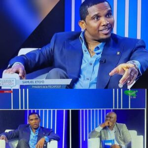 Samuel Eto'o sur le plateau de l'Emission interview exclusive, Canal 2- DR